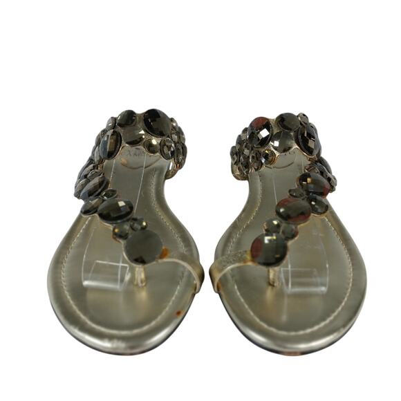 VINCE CAMUTO! GOLDEN GRECIAN STYLE FACETED JEWEL TOE STRAP HEELS, SANDALS! SZ 7B - Picture 5 of 10